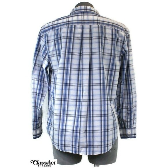 Joseph Abboud Men Button Up Shirt Classic Fit Blue Royal Stewart Plaid Cotton XL - Picture 5 of 8